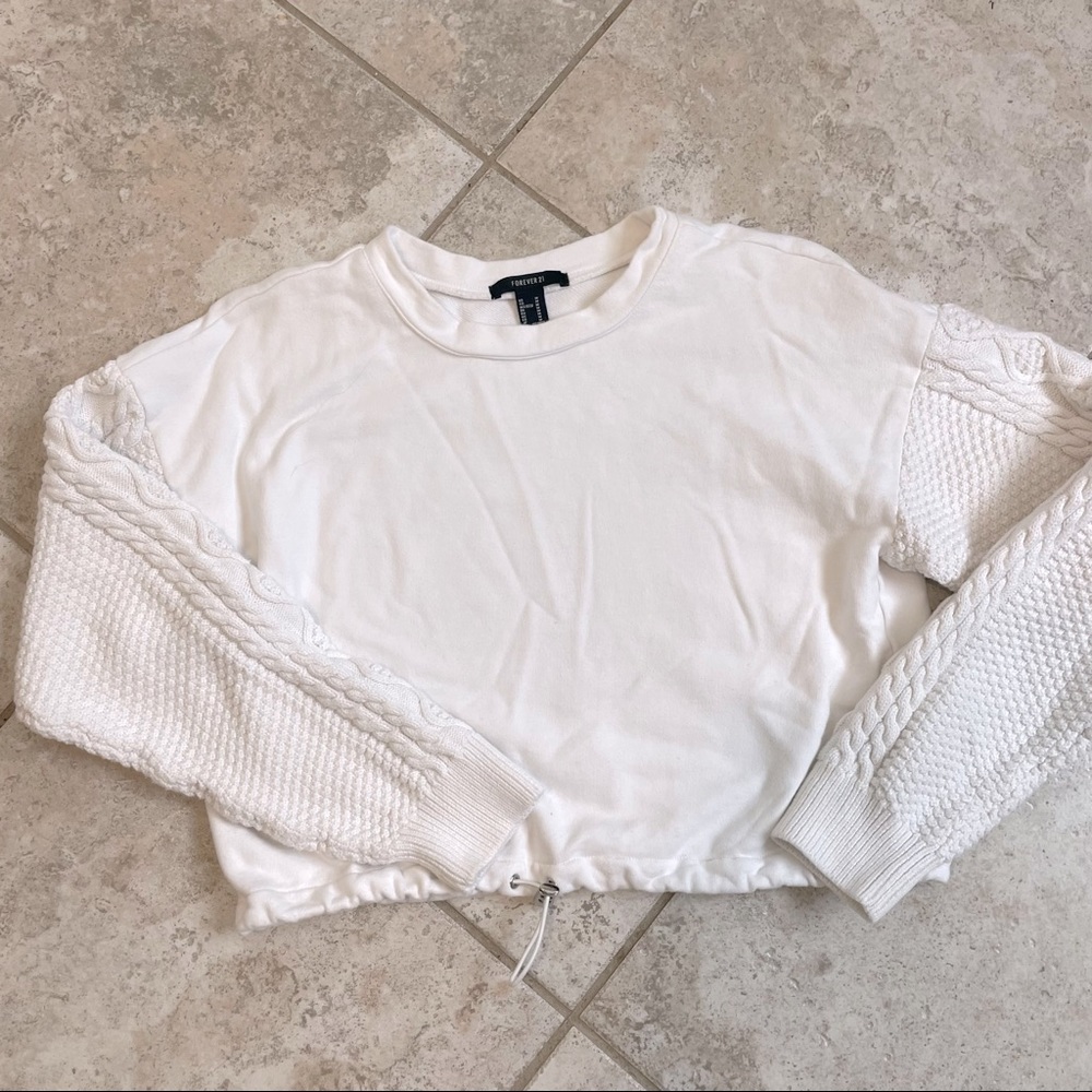 Knitted Arm Cropped Crewneck
